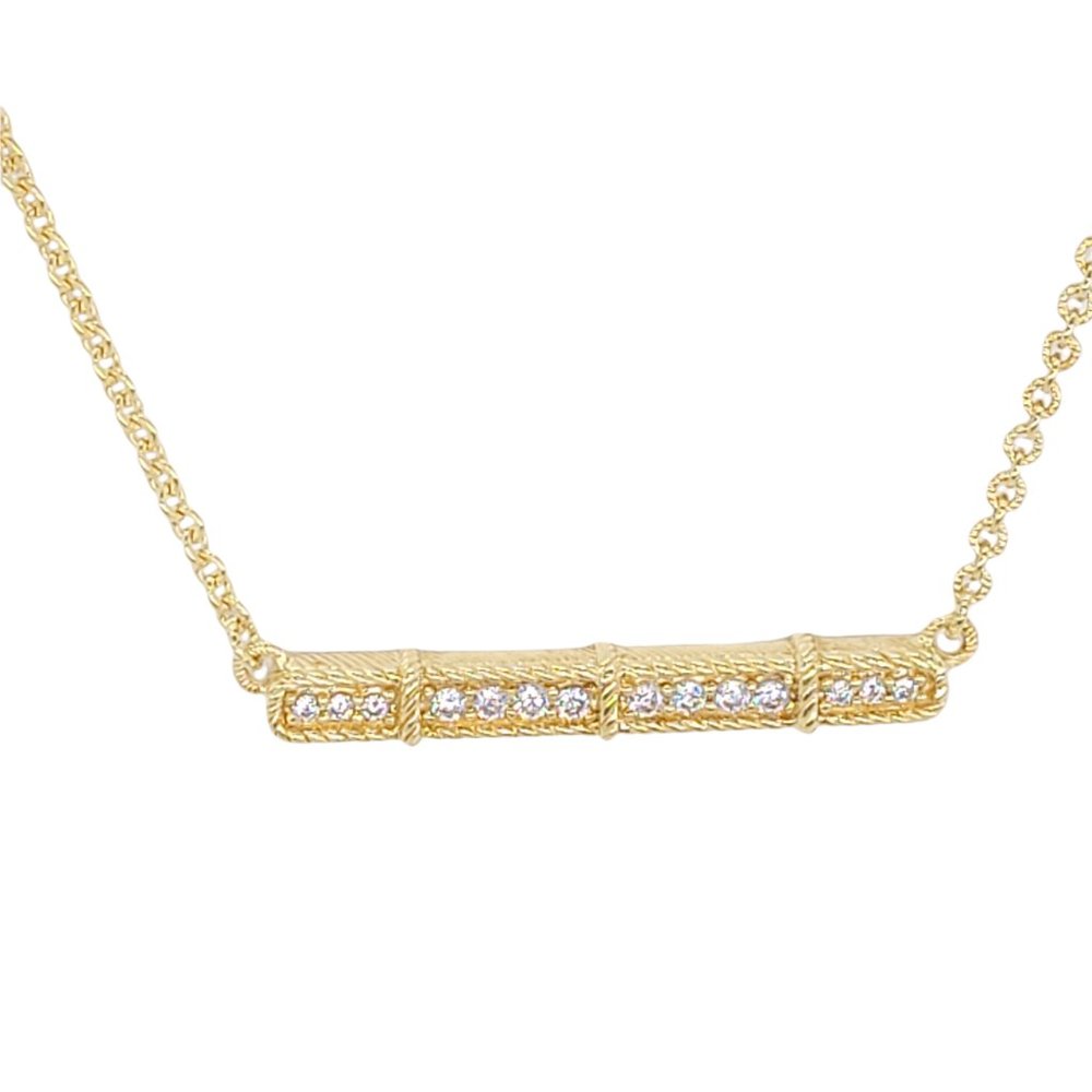 Judith Ripka Gold Clad Sterling Silver and Cubic Zirconia Bar Necklace